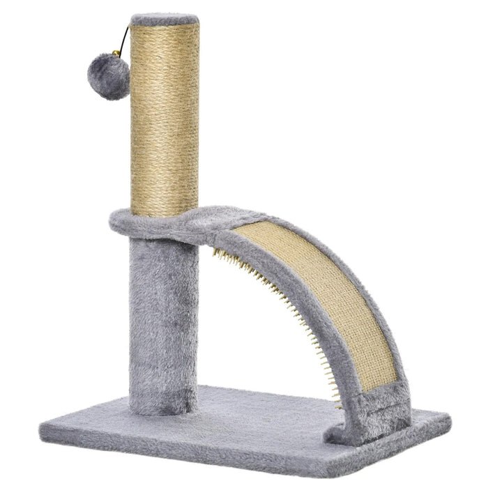 Cat Scratching Post, Tension de jute, boule suspendue avec cloche, gris, 34x24x43cm