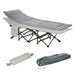 Campingbett klappbar Feldbett Klappbett mit Kopfkissen Seitentasche Matratze Gästebett bis 150kg belastbar Reisen Outdoor Oxford Hellgrau 188x64,5x53cm