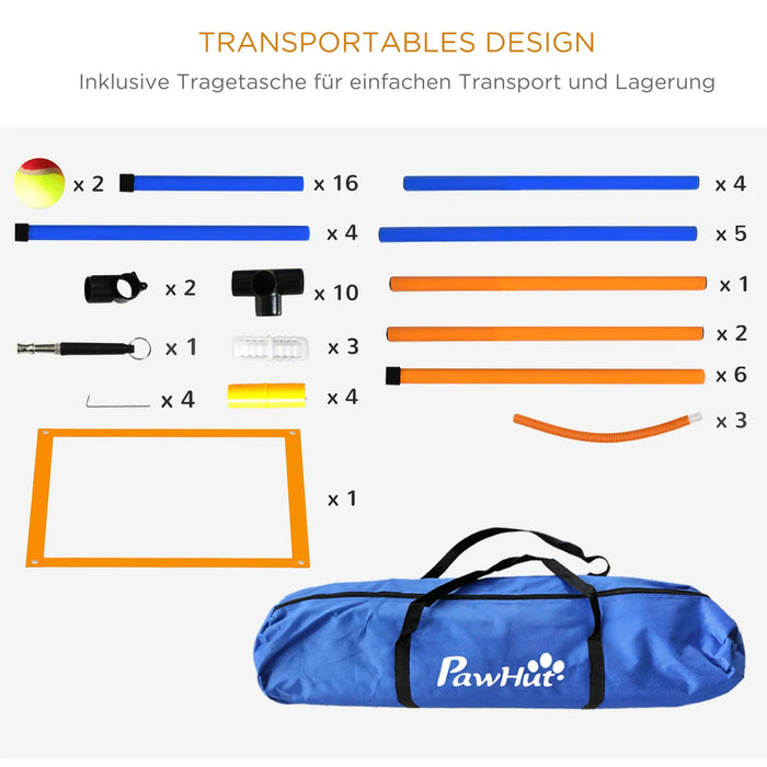 Hunde-Agiliy-Set Hundeparcours mit Reifen Hürde Slalom, 352x66x69cm