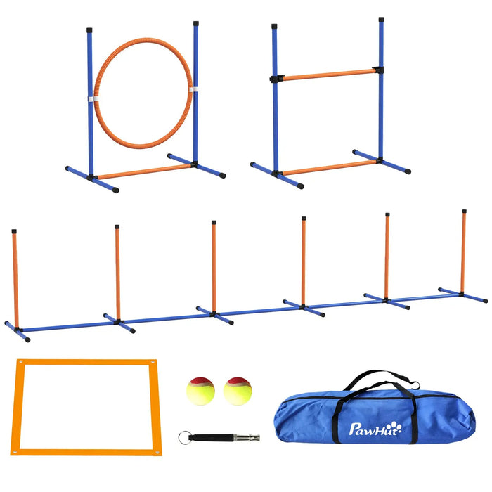 Hunde-Agiliy-Set Hundeparcours mit Reifen Hürde Slalom, 352x66x69cm