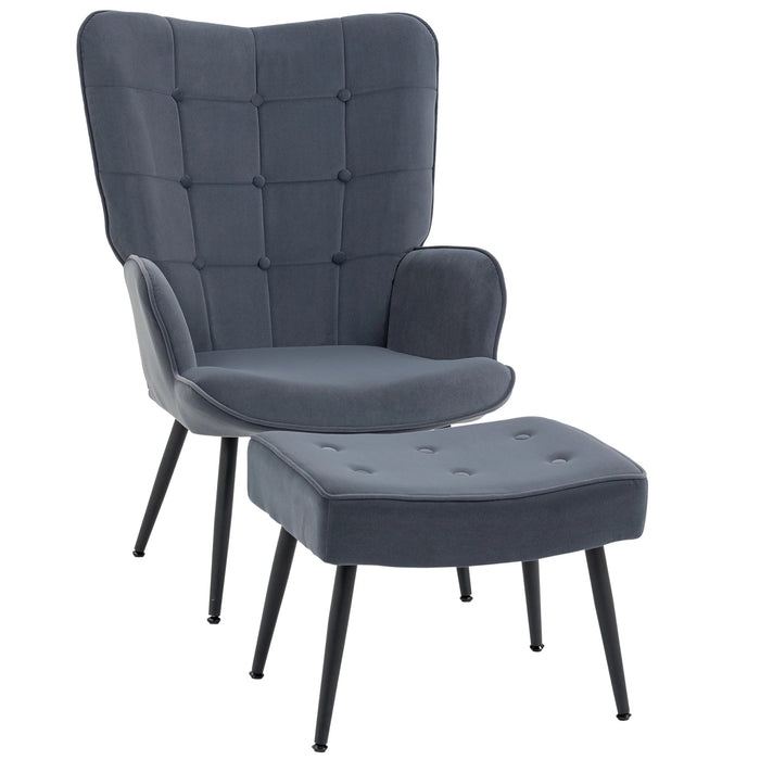 Fauteuil avec un coup de gris foncé de déchaignement ottoman, gris foncé, 71x77x99cm