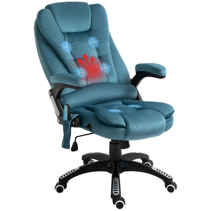 Bürostuhl Massagefunktion Wärmefunktion höhenverstellbar ergonomisch Blau, 68x72x110–120cm