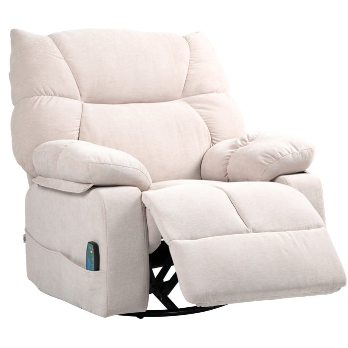 Chaise de massage avec chaleur et fonction de mensonge, rotatif, jusqu'à 150 kg, beige 98x90x98cm