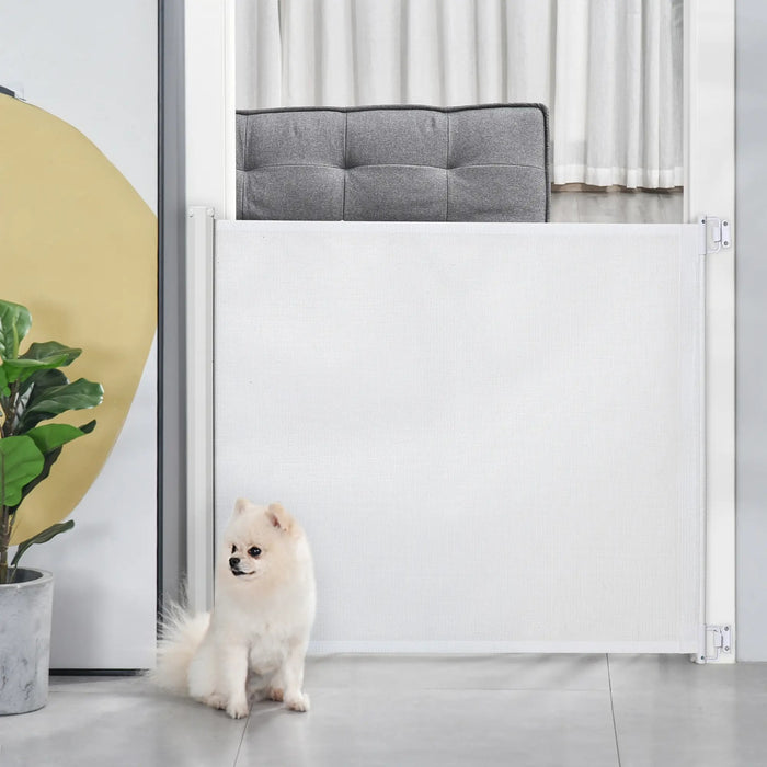 Calandre de protection des escaliers pour chiens Protection de porte de la calandre extensible blanc, 115 cm