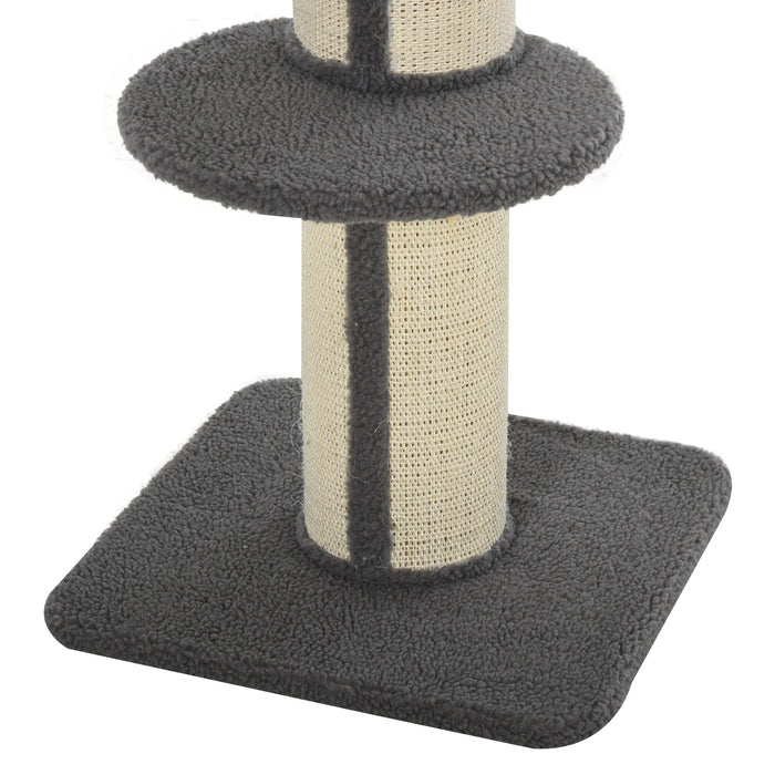 Katzenkratzfratzbaum Spielpiel Scratch avec plate-forme sisal en peluche gris 45x45x91cm