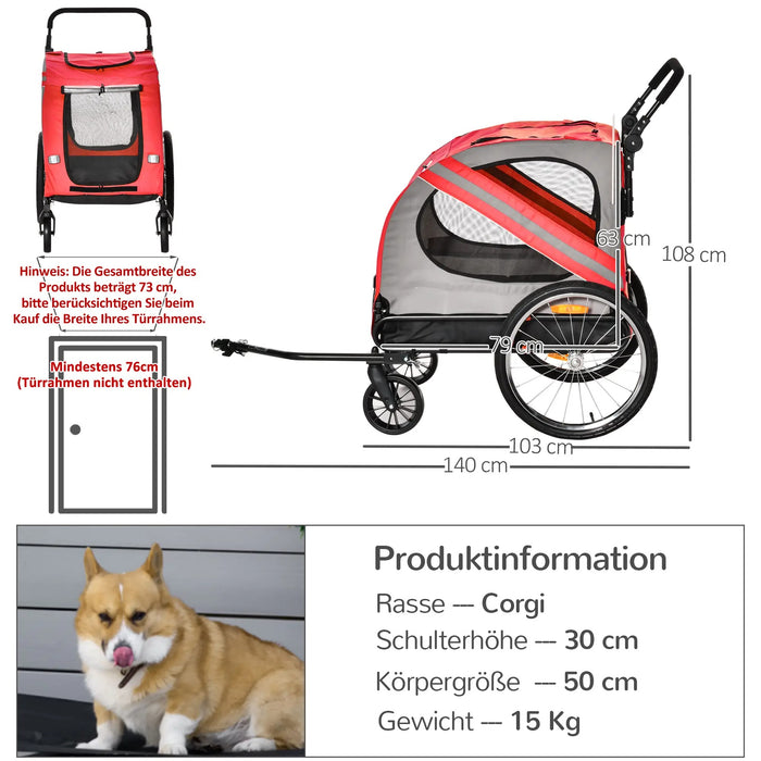 Voitures de chien en buggy avec des reclueurs rouges, 140x72, 5x108cm