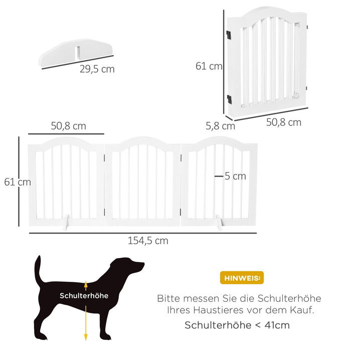 Barrière grilles pour chiens Protection de porte de la calandre pour chiens 3-parties blanc, 154,5x61cm