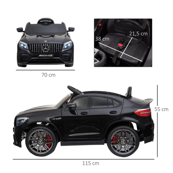 Véhicule pour enfants 12V Mercedes-Benz AMG GLC63S Coupé License ACTRIC avec télécommande et moteurs 2x35W à distance, noire 115x70x55cm