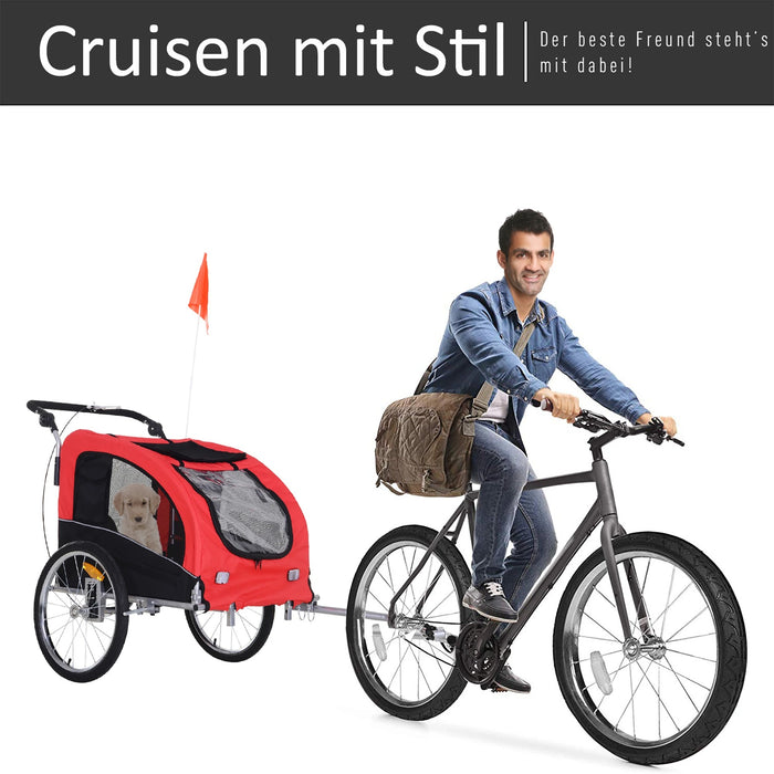 hundeanhänger fahrrad jogger Hundeanhänger mit Jogger-Funktion Universalkupplung Rot,155x83x108cm — floki24