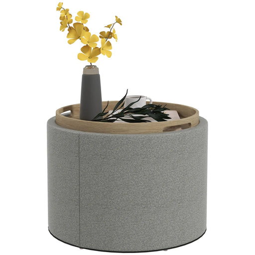 Hocker Polsterhocker versteckter Stauraum umdrehbarer Deckel Grau, 56x56x42cm