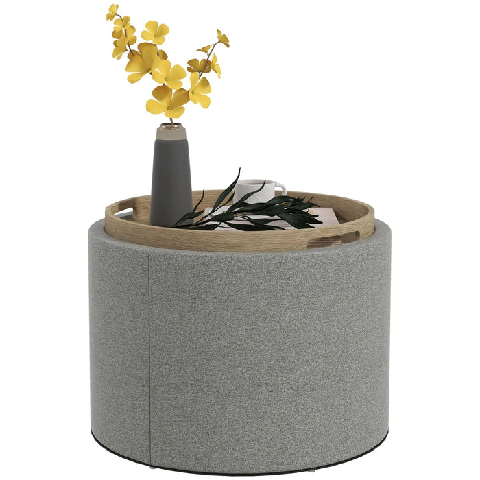 Hocker Polsterhocker versteckter Stauraum umdrehbarer Deckel Grau, 56x56x42cm