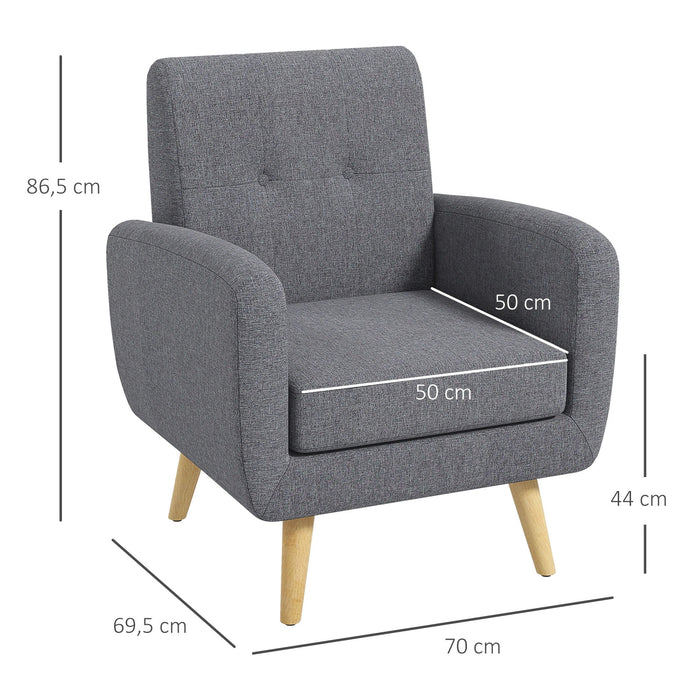 Fauteuil en conception de scandi, fauteuil accent, point bouton, nature + gris clair