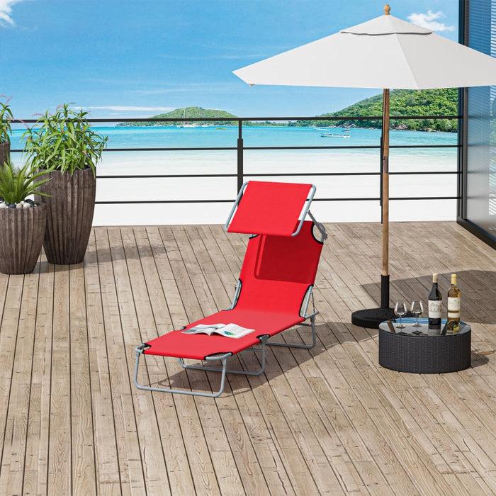 Sonnenliege Gartenliege Wellnessliege Strandliege klappbar mit Sonnenschutz Rot, 187x58x36cm