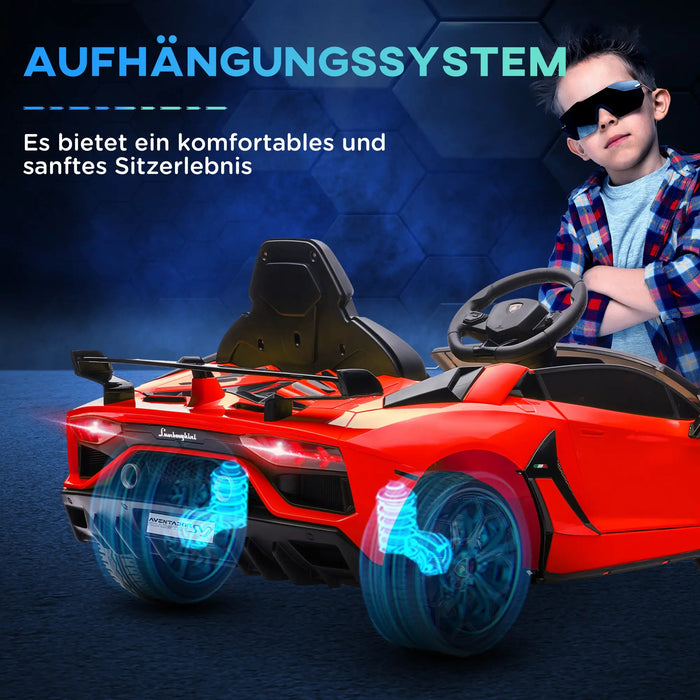 Electro children's car, licensed Lamborghini Aventador, wing doors, music, horn, for 3-5 years, red