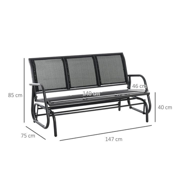 Schaukelstuhl 3-Sitzer Gartenbank Gartenschaukel Sitzbank Parkbank Metall Gartenmöbel Schwarz, 147x75x85cm