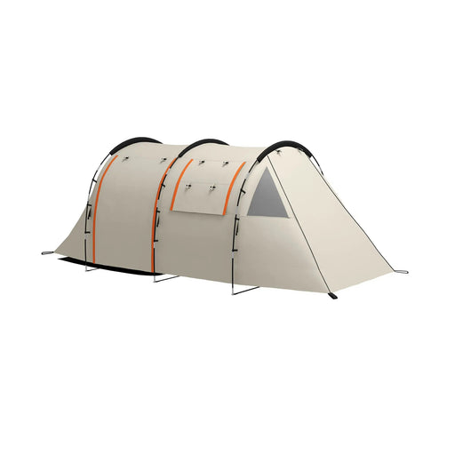 Campingzelt für 4-5 Pers. Fenster mit Abdunklung wasserdicht Khaki + Orange, 180x460x230cm