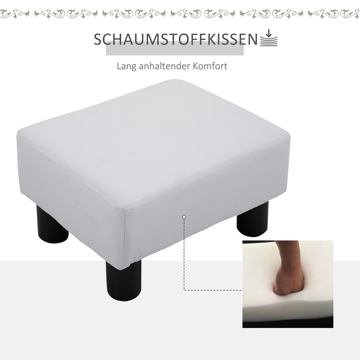 Fusshocker Beinstütze Sitzbank Chesterfield aus Kunstleder Weiss, 40x30x24cm