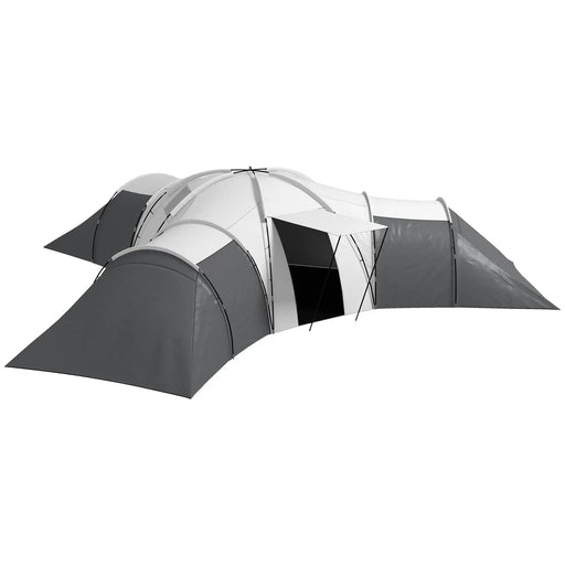 Campingzelt für 6-9 Personen 4 Räume mit Vorzelt wasserdicht Grau, 615x615x225cm