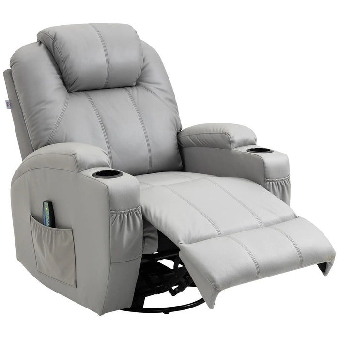 Massage chair with footrest, 8 vibration points, 5 modes, including remote control, light gray