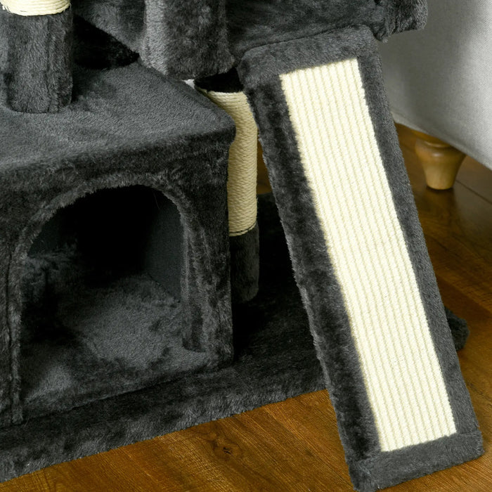 Cat Scratching Post avec colonnes sisal, arbre de jeu pour petits chats, gris foncé, 59x39x83cm