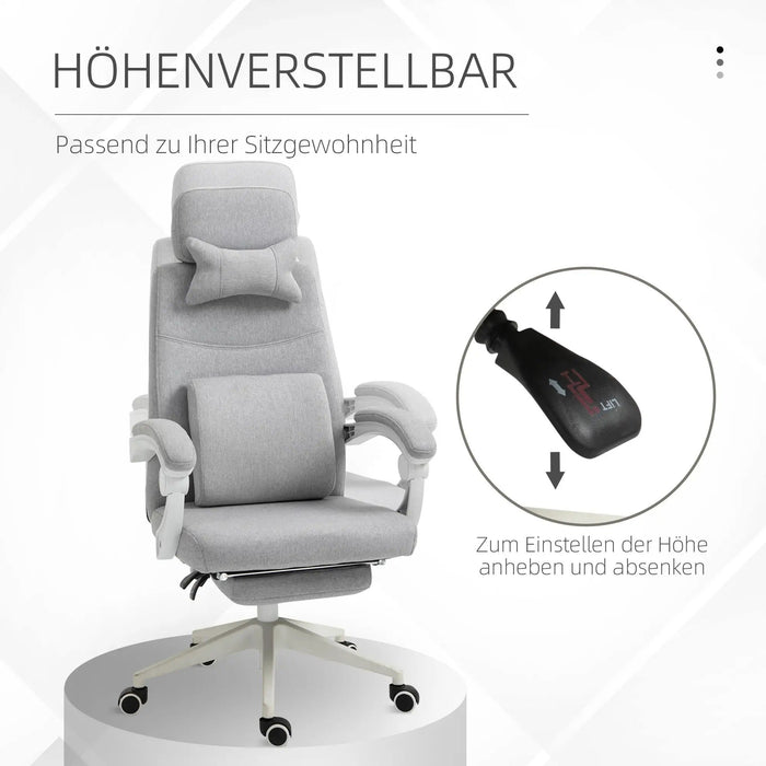 Bürostuhl mit Rollen Ergonomisch Polyester Schaumstoff, 62x68x117-127cm