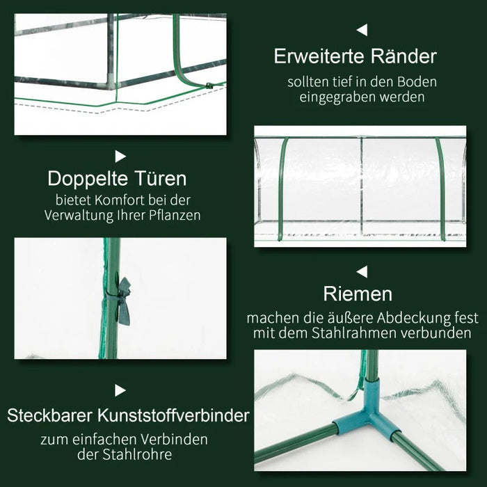 Gewächshaus, Treibhaus mit Tür, Frühbeet, Pflanzenhaus, Pflanzenaufzucht, Stahl PVC, 200x100x80cm