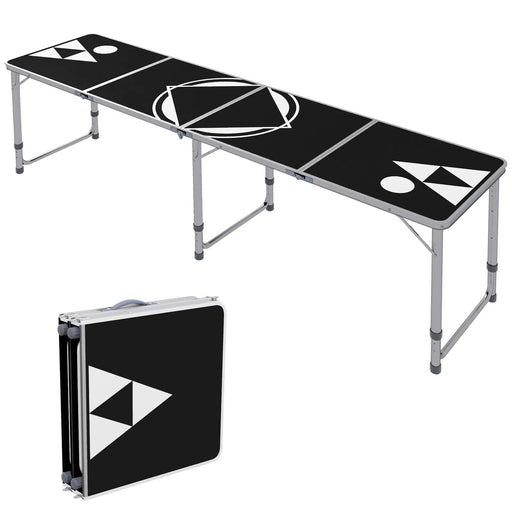 Campingtisch Bierpongtisch klappbar leicht höhenverstellbar Schwarz, 240x60x54/62/70cm