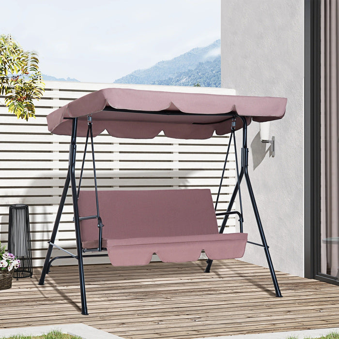 Outsunny Hollywoodschaukel Gartenschaukel, 3-Sitzer mit Dach, Altrosa