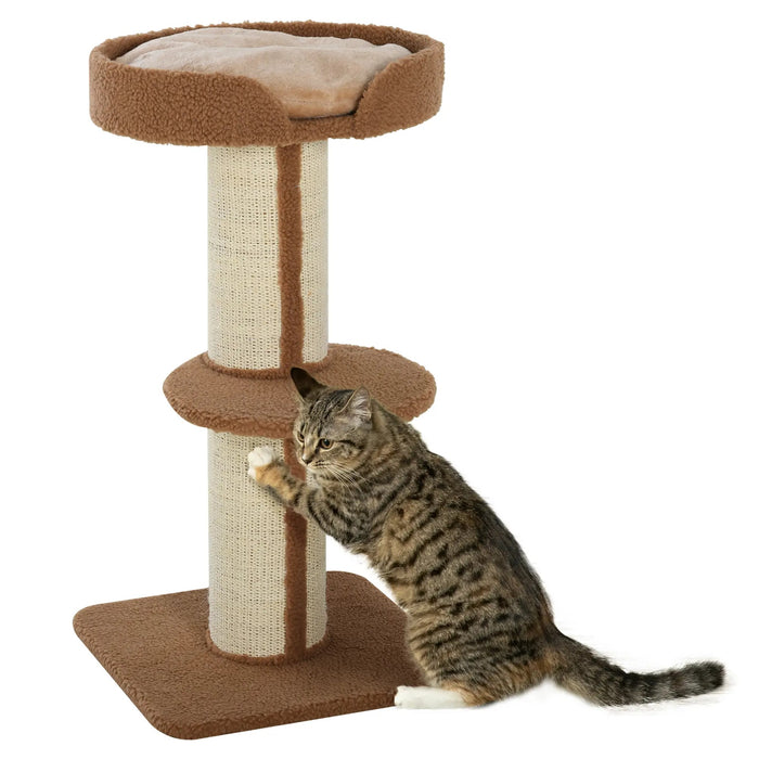 Post di graffi di gatti, game albero con piattaforma sisal lussureggiante marrone chiaro 45x45x91cm