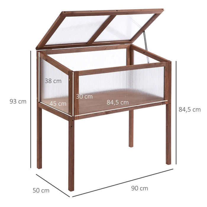 Hochbeet aus Holz Frühbeet Gewächstisch Kräuterbeet Pflanzkasten für Garten, Balkon und Terrasse Braun Tannenholz PC-Platte, 90x50x93cm