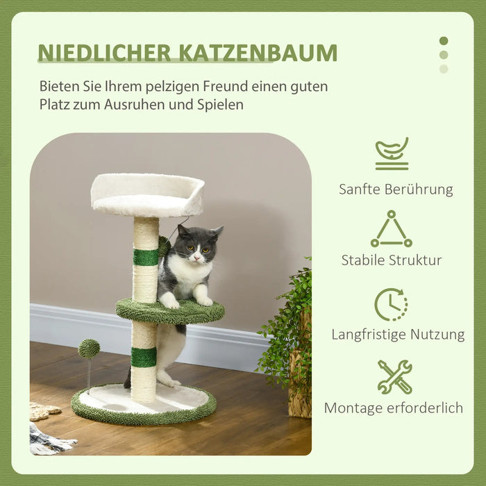 Cat Scratching Post, 1 lit de chat, 1 espace couché, vert + blanc, 40x40x64cm