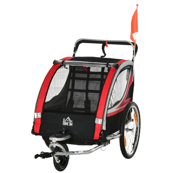 Kinderfahrradanhänger 2-in-1 Joggerfunktion wetterfeste Plane, 142x75x — floki24