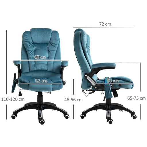 Bürostuhl Massagefunktion Wärmefunktion höhenverstellbar ergonomisch Blau, 68x72x110–120cm