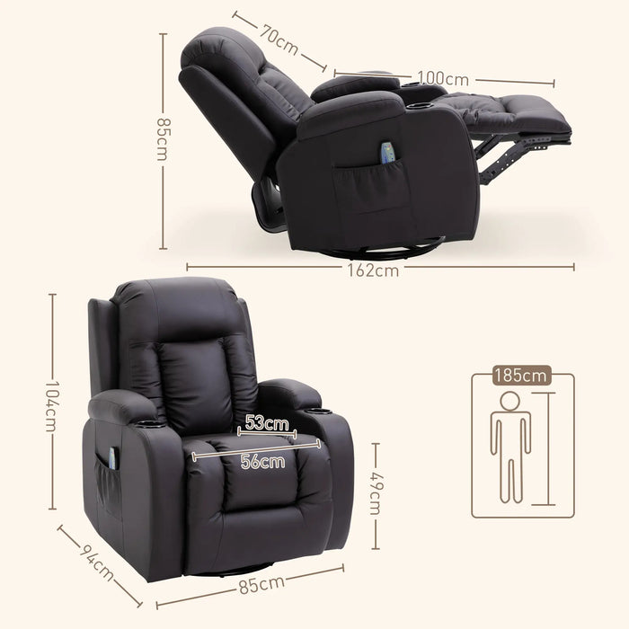 Chaise de massage, fauteuil de relaxation, fonction d'évasion, 8 points de vibration, y compris télécommande, marron