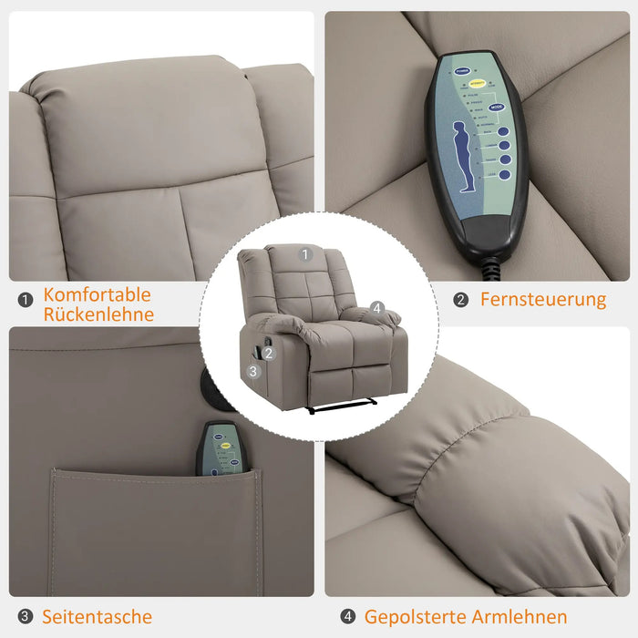 Massagesessel Elektrisch Fernsehsessel mit Liegefunktion 8 Massagepunkte 94x99x99cm