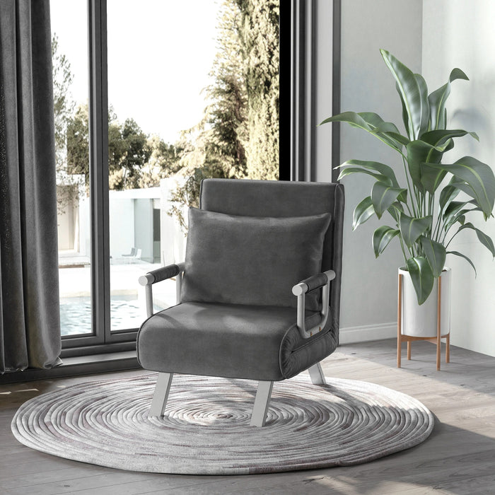 Détendez le fauteuil allongé en fauteuil de fauteuil du lit invité gris, 65x69x80cm