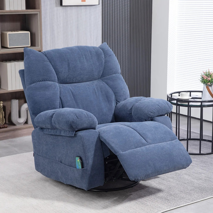 Massage chair with heat and lying function, rotatable, up to 150 kg, blue, 98x90x98cm