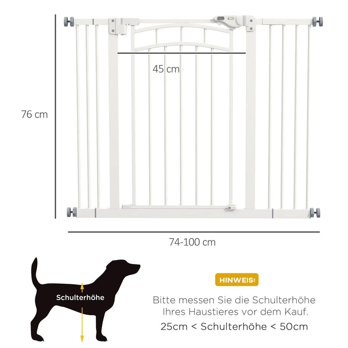 Protection d'escalier Correau Protection de chien Grille Fermeure automatique Blanc, 100x4x76cm