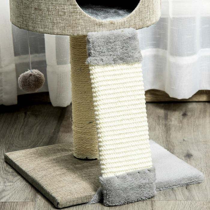 Stratching Post pour les chats avec une balle de chat gris 30x30x50cm