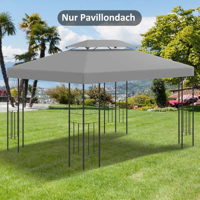 Ersatzdach Pavillondach für Metallpavillon Gartenpavillon Partyzelt Gartenzelt Polyester, 3x4m, Hellgrau