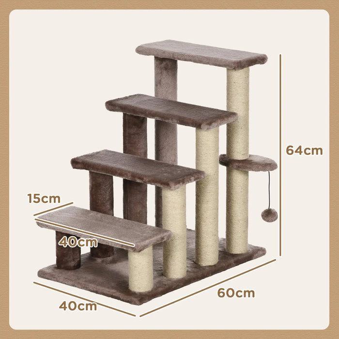 Scale per animali domestici, posta graffiante, 4 stadi, per animali fino a 5 kg, 60x40x64cm, marrone