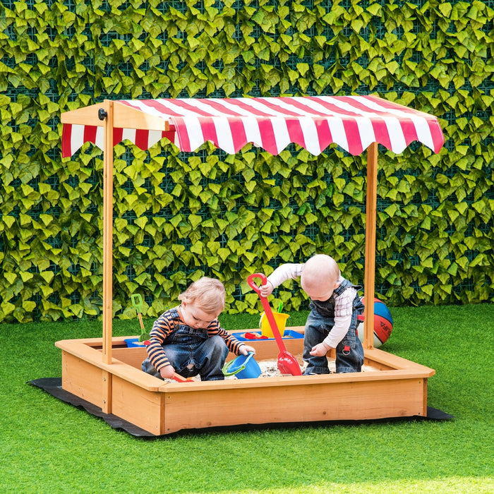 Sandkasten Sandkiste Holz Bodenloses Design Matsch-Bereich für Kinder 3-7 Jahre Sandkasten mit Abdeckung Dach für Garten Terrasse Strand Outdoor Gelb, 107,5x107,5x110cm