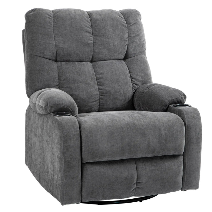 Relax armchair with foot support lying armchair rotatably dark gray, 88x96x108cm