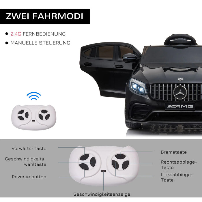 Véhicule pour enfants 12V Mercedes-Benz AMG GLC63S Coupé License ACTRIC avec télécommande et moteurs 2x35W à distance, noire 115x70x55cm