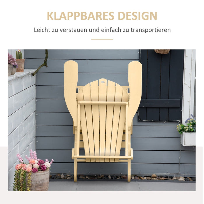 Adirondack-Gartenstuhl mit Fußstütze klappbar Gartenliege Outdoor Gartenmöbel Kiefernholz Natur, 78x140x94cm