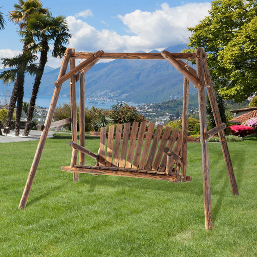 Hollywoodschaukel 2-Sitzer Gartenschaukel Schaukelbank Hängebank Massivholz Natur, 187x137x167cm