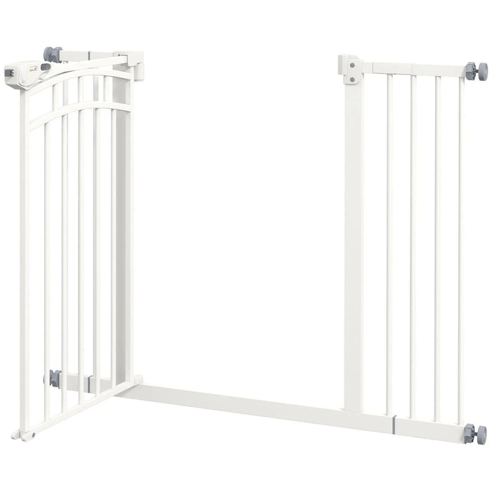 Protection d'escalier Correau Protection de chien Grille Fermeure automatique Blanc, 100x4x76cm