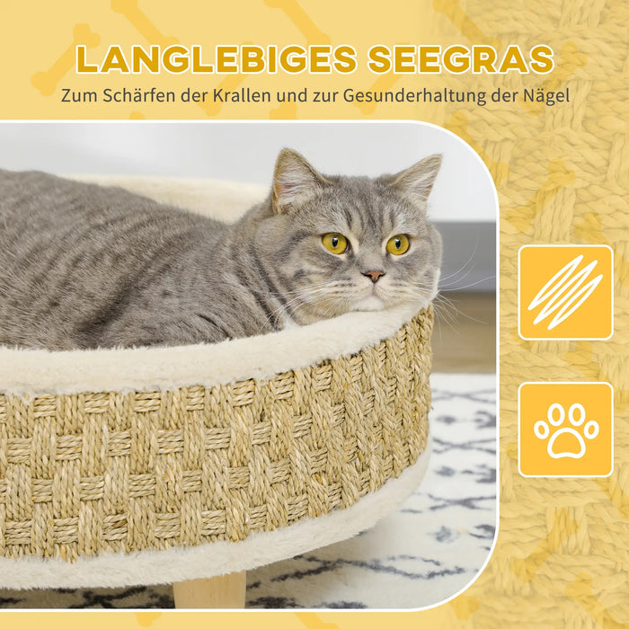 Lit pour animaux de compagnie pour chats et chiens Seegras Beige, 48x48x24.5cm