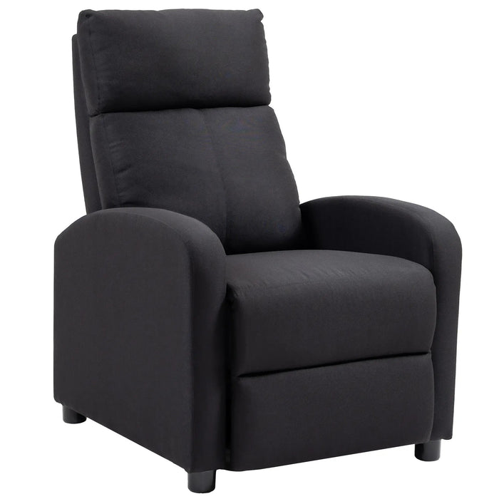 Détendez le fauteuil fauteuil sans repos avec fonction de mensonge en cuir synthétique noir, 69.5x89.5x104.5cm