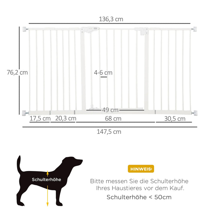 Grille d'arrêt de chien extensible pour agrandir le serrage du métal blanc, 136x76cm